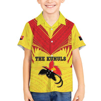 Papua New Guinea Rugby Custom Family Matching Tank Maxi Dress and Hawaiian Shirt Kumuls Heritage LT05 Son's Shirt Yellow - Polynesian Pride