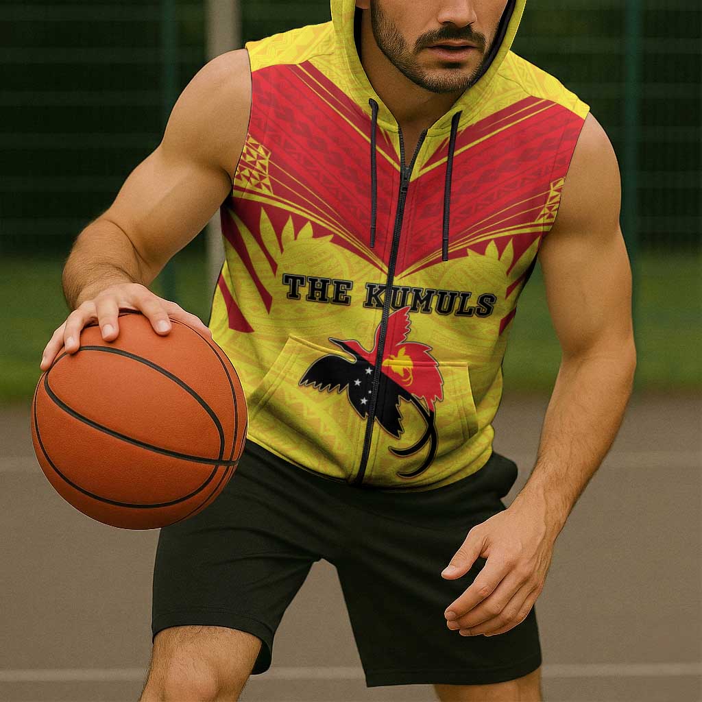 Papua New Guinea Rugby Custom Sleeveless Zip Hoodie Kumuls Heritage