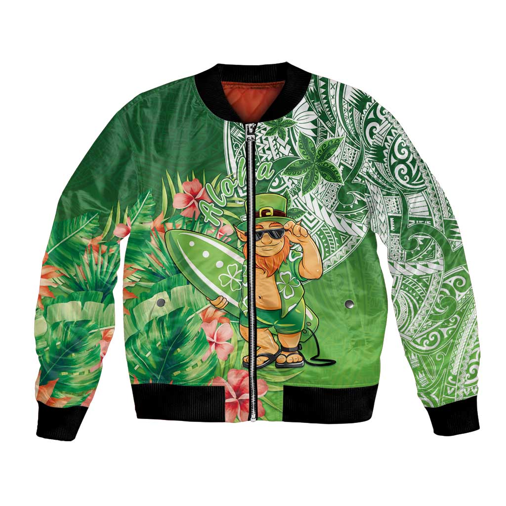 Aloha Hawaii St Patrick's Day Bomber Jacket Polynesian Style