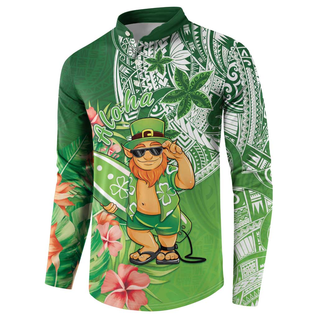 Aloha Hawaii St Patrick's Day Button Sweatshirt Polynesian Style