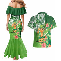 Aloha Hawaii St Patrick's Day Couples Matching Mermaid Dress and Hawaiian Shirt Polynesian Style