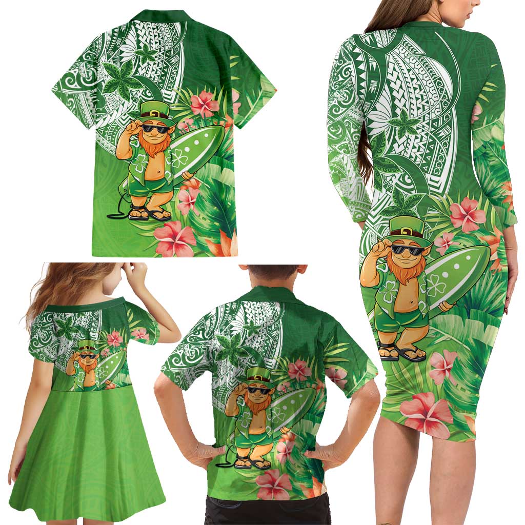 Aloha Hawaii St Patrick's Day Family Matching Long Sleeve Bodycon Dress and Hawaiian Shirt Polynesian Style LT05 - Polynesian Pride