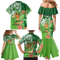 Aloha Hawaii St Patrick's Day Family Matching Mermaid Dress and Hawaiian Shirt Polynesian Style