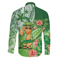 Aloha Hawaii St Patrick's Day Family Matching Off Shoulder Maxi Dress and Hawaiian Shirt Polynesian Style