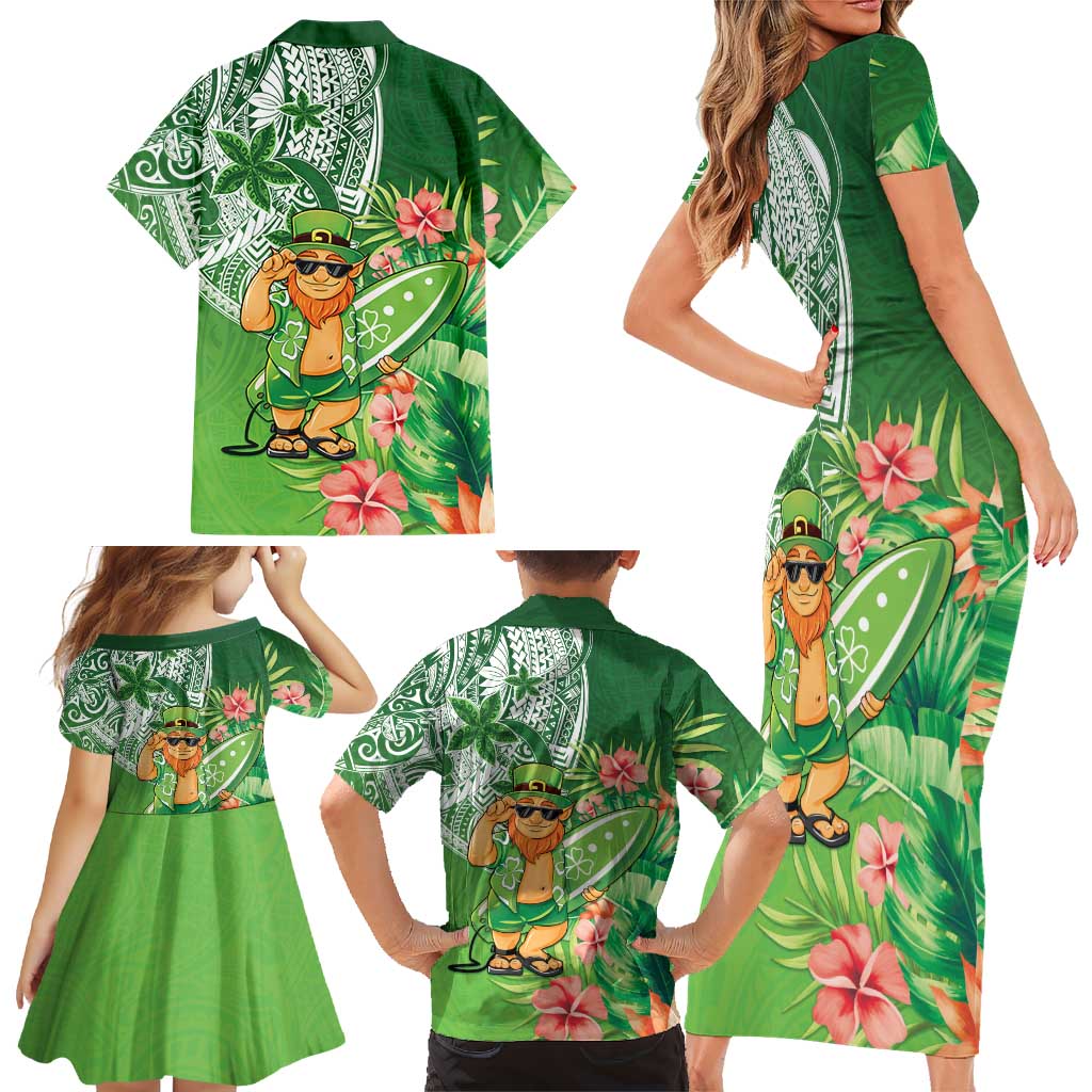 Aloha Hawaii St Patrick's Day Family Matching Short Sleeve Bodycon Dress and Hawaiian Shirt Polynesian Style LT05 - Polynesian Pride
