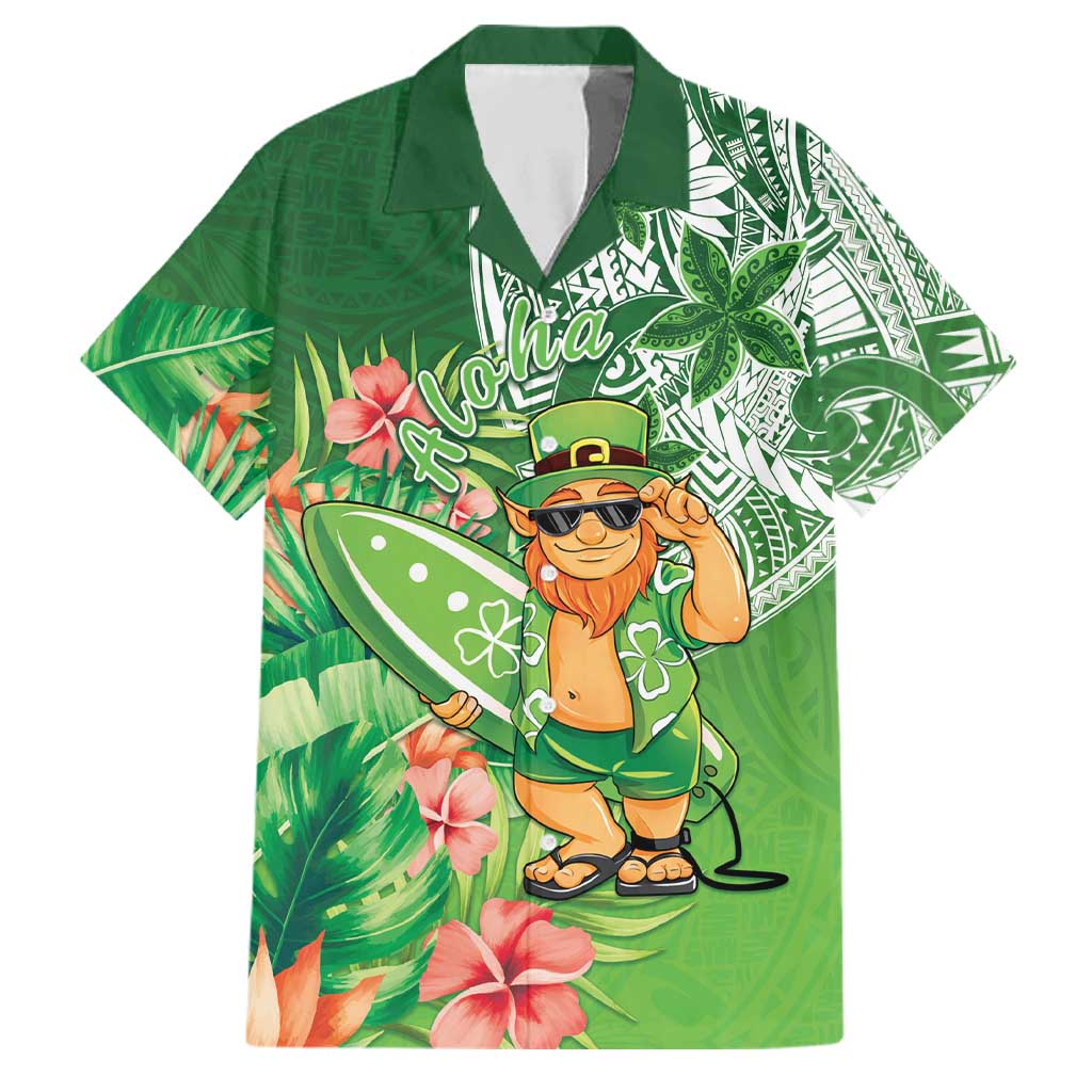 Aloha Hawaii St Patrick's Day Family Matching Short Sleeve Bodycon Dress and Hawaiian Shirt Polynesian Style LT05 Dad's Shirt - Short Sleeve Green - Polynesian Pride