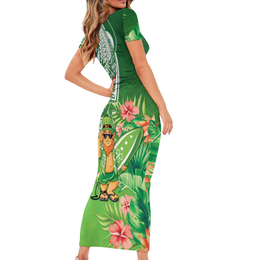 Aloha Hawaii St Patrick's Day Family Matching Short Sleeve Bodycon Dress and Hawaiian Shirt Polynesian Style LT05 - Polynesian Pride