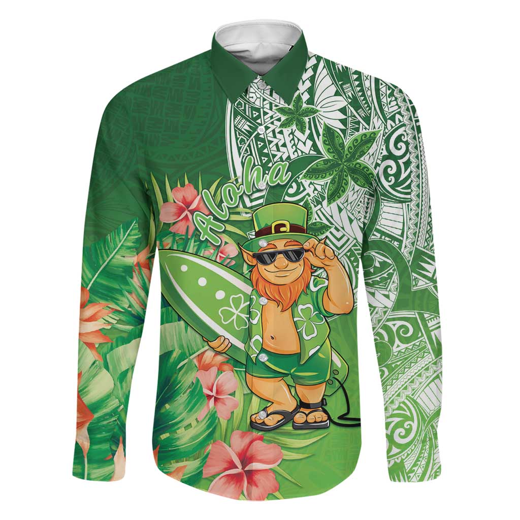 Aloha Hawaii St Patrick's Day Family Matching Summer Maxi Dress and Hawaiian Shirt Polynesian Style