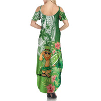 Aloha Hawaii St Patrick's Day Family Matching Summer Maxi Dress and Hawaiian Shirt Polynesian Style