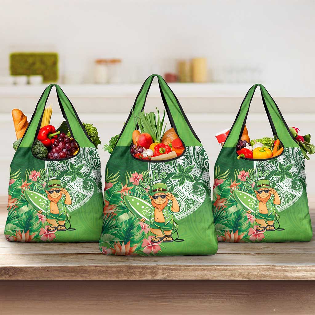 Aloha Hawaii St Patrick's Day Grocery Bag Polynesian Style