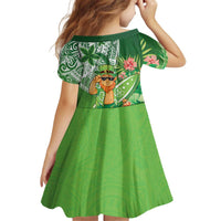 Aloha Hawaii St Patrick's Day Kid Short Sleeve Dress Polynesian Style