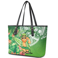 Aloha Hawaii St Patrick's Day Leather Tote Bag Polynesian Style