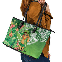 Aloha Hawaii St Patrick's Day Leather Tote Bag Polynesian Style