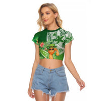 Aloha Hawaii St Patrick's Day Raglan Cropped T Shirt Polynesian Style