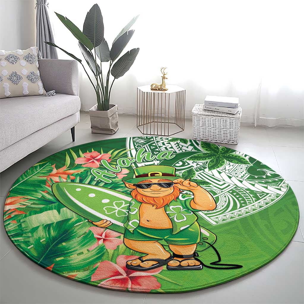 Aloha Hawaii St Patrick's Day Round Carpet Polynesian Style