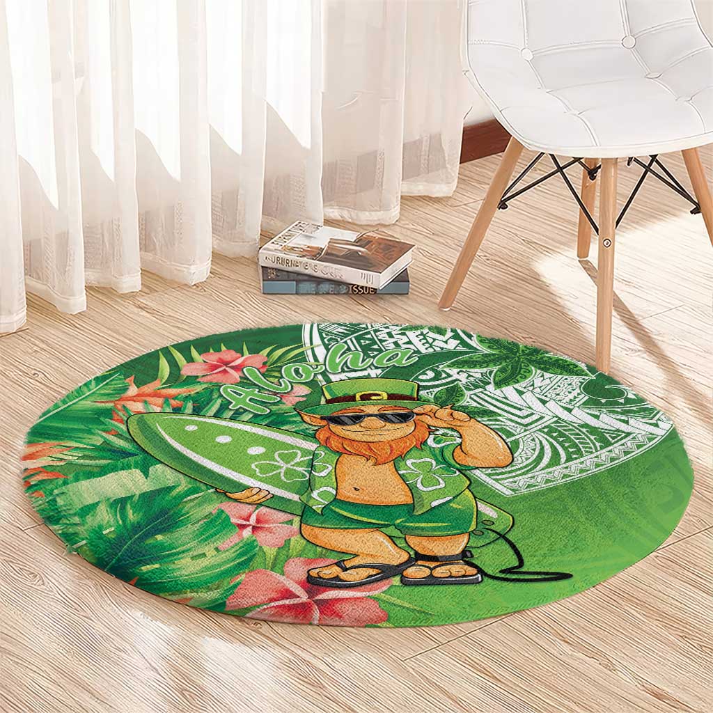 Aloha Hawaii St Patrick's Day Round Carpet Polynesian Style