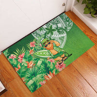 Aloha Hawaii St Patrick's Day Rubber Doormat Polynesian Style