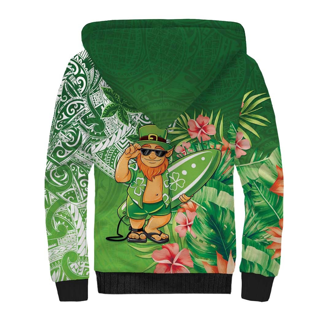 Aloha Hawaii St Patrick's Day Sherpa Hoodie Polynesian Style