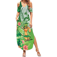Aloha Hawaii St Patrick's Day Summer Maxi Dress Polynesian Style