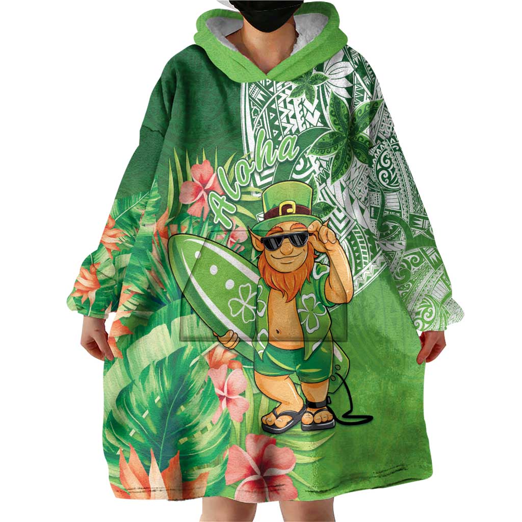 Aloha Hawaii St Patrick's Day Wearable Blanket Hoodie Polynesian Style