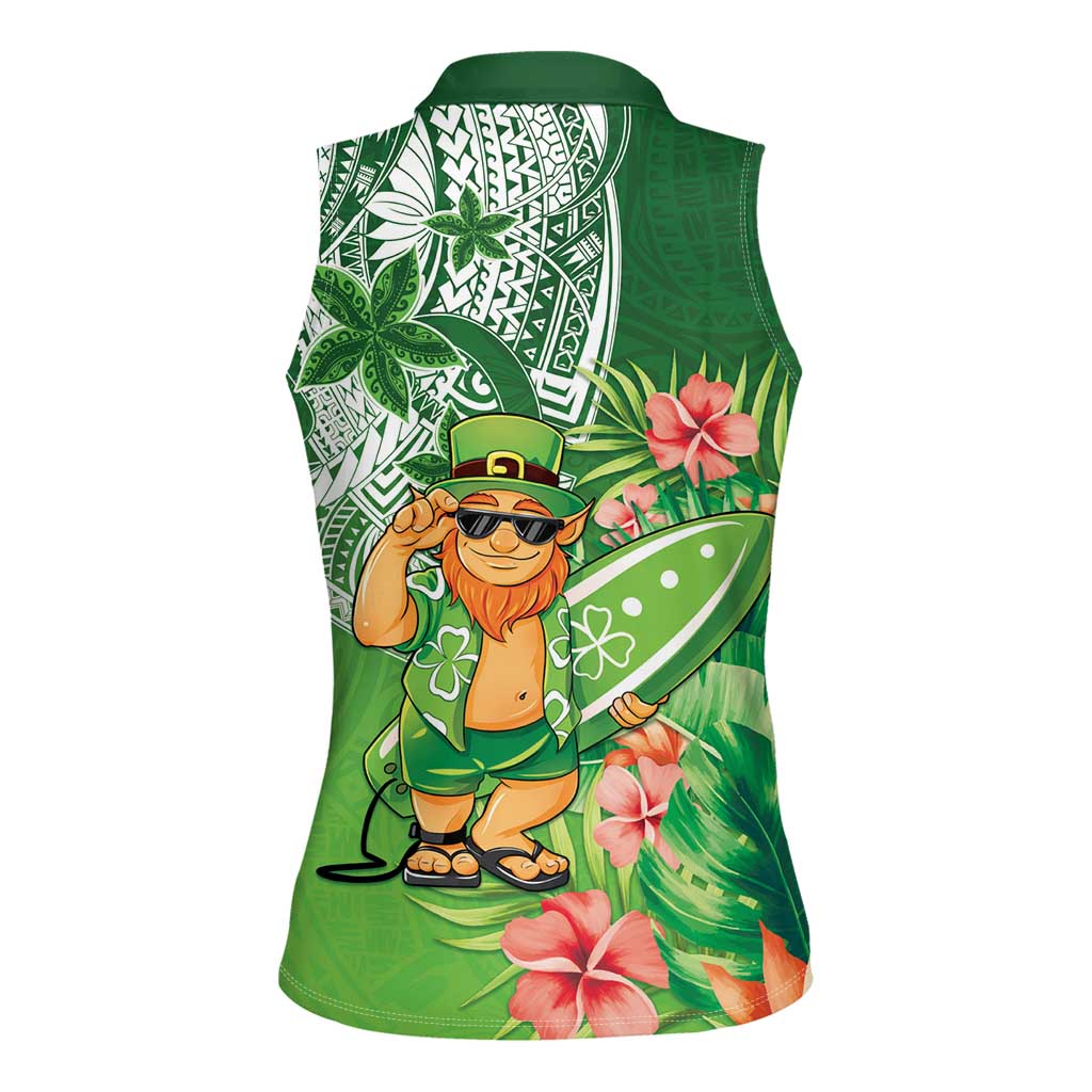 Aloha Hawaii St Patrick's Day Women Sleeveless Polo Shirt Polynesian Style