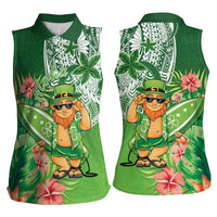 Aloha Hawaii St Patrick's Day Women Sleeveless Polo Shirt Polynesian Style