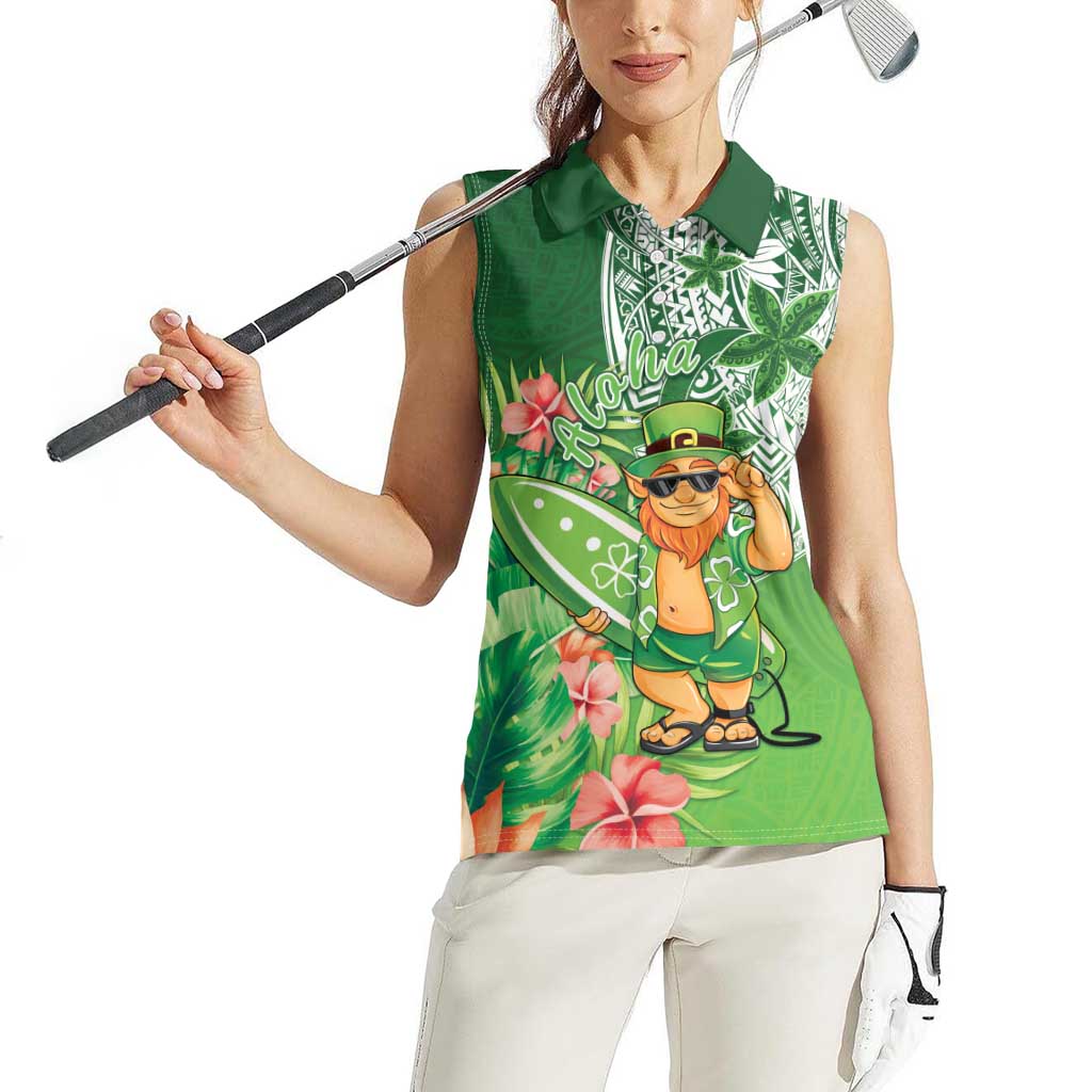 Aloha Hawaii St Patrick's Day Women Sleeveless Polo Shirt Polynesian Style
