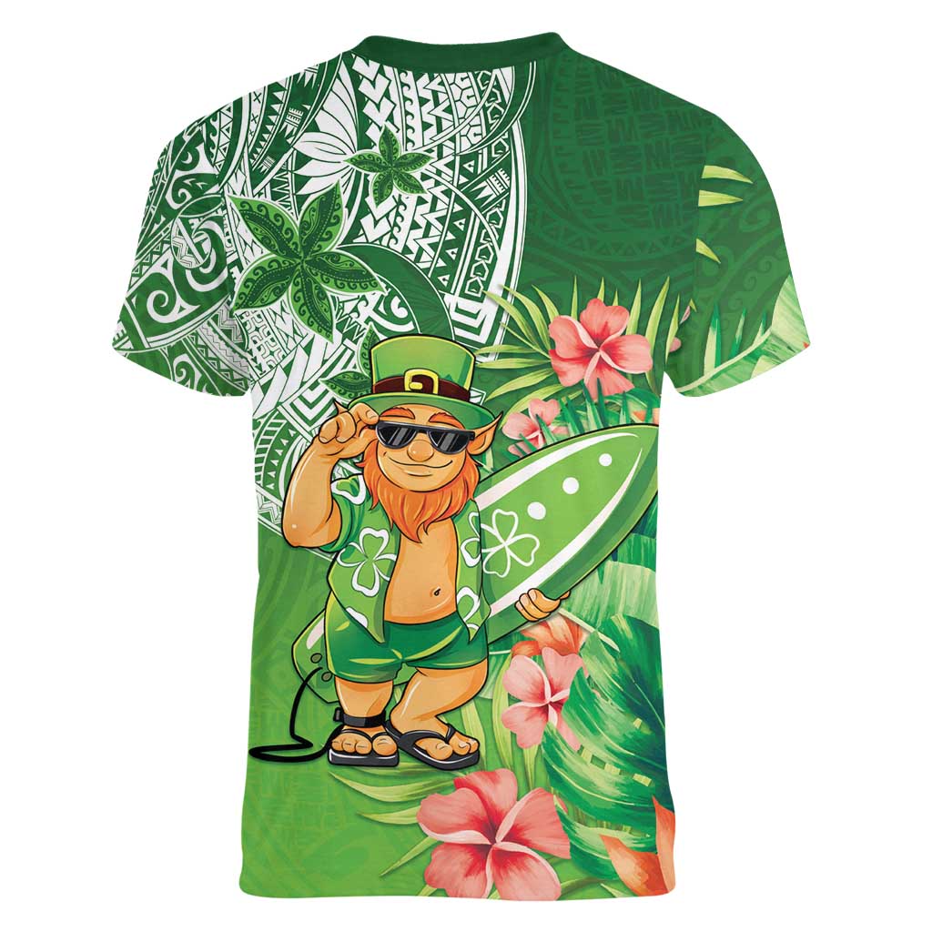 Aloha Hawaii St Patrick's Day Women V-Neck T-Shirt Polynesian Style