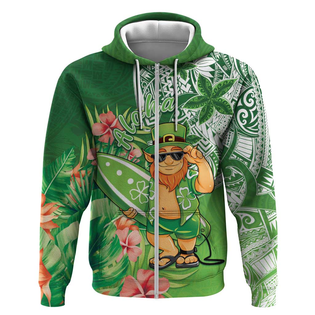 Aloha Hawaii St Patrick's Day Zip Hoodie Polynesian Style
