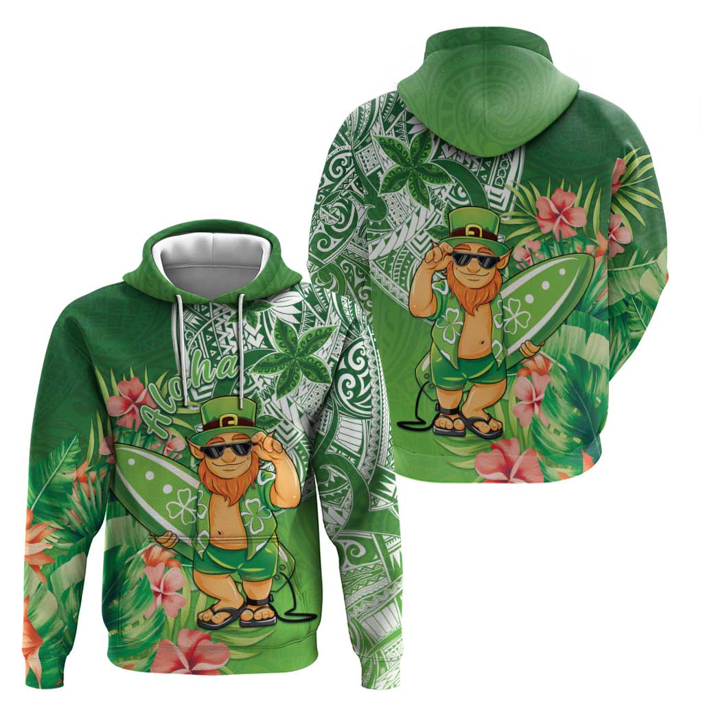 Aloha Hawaii St Patrick's Day Zip Hoodie Polynesian Style