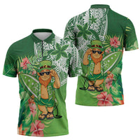 Aloha Hawaii St Patrick's Day Zipper Polo Shirt Polynesian Style