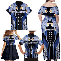 French Polynesia Tuamotu Archipelago Family Matching Off Shoulder Maxi Dress and Hawaiian Shirt Polynesian Pattern Unique Style LT05 - Polynesian Pride