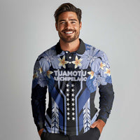 French Polynesia Tuamotu Archipelago Long Sleeve Polo Shirt Polynesian Pattern Unique Style