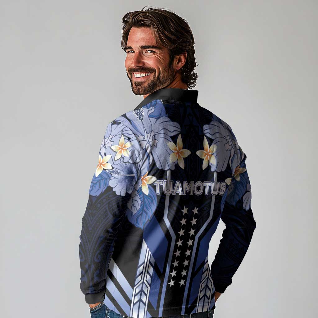 French Polynesia Tuamotu Archipelago Long Sleeve Polo Shirt Polynesian Pattern Unique Style