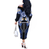 French Polynesia Tuamotu Archipelago Off The Shoulder Long Sleeve Dress Polynesian Pattern Unique Style