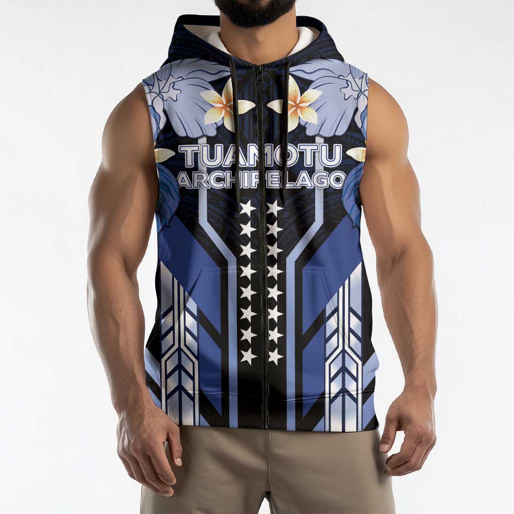 French Polynesia Tuamotu Archipelago Sleeveless Zip Hoodie Polynesian Pattern Unique Style