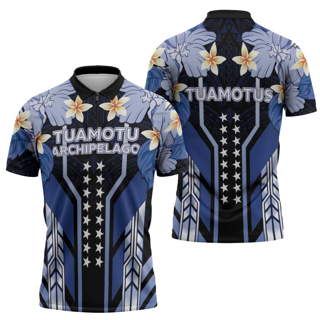 French Polynesia Tuamotu Archipelago Zipper Polo Shirt Polynesian Pattern Unique Style