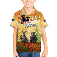 Australia And New Zealand ANZAC Day Family Matching Tank Maxi Dress and Hawaiian Shirt Kangaroo And Kiwi Bird Soldiers Lest We Forget LT05 Son's Shirt Yellow - Polynesian Pride