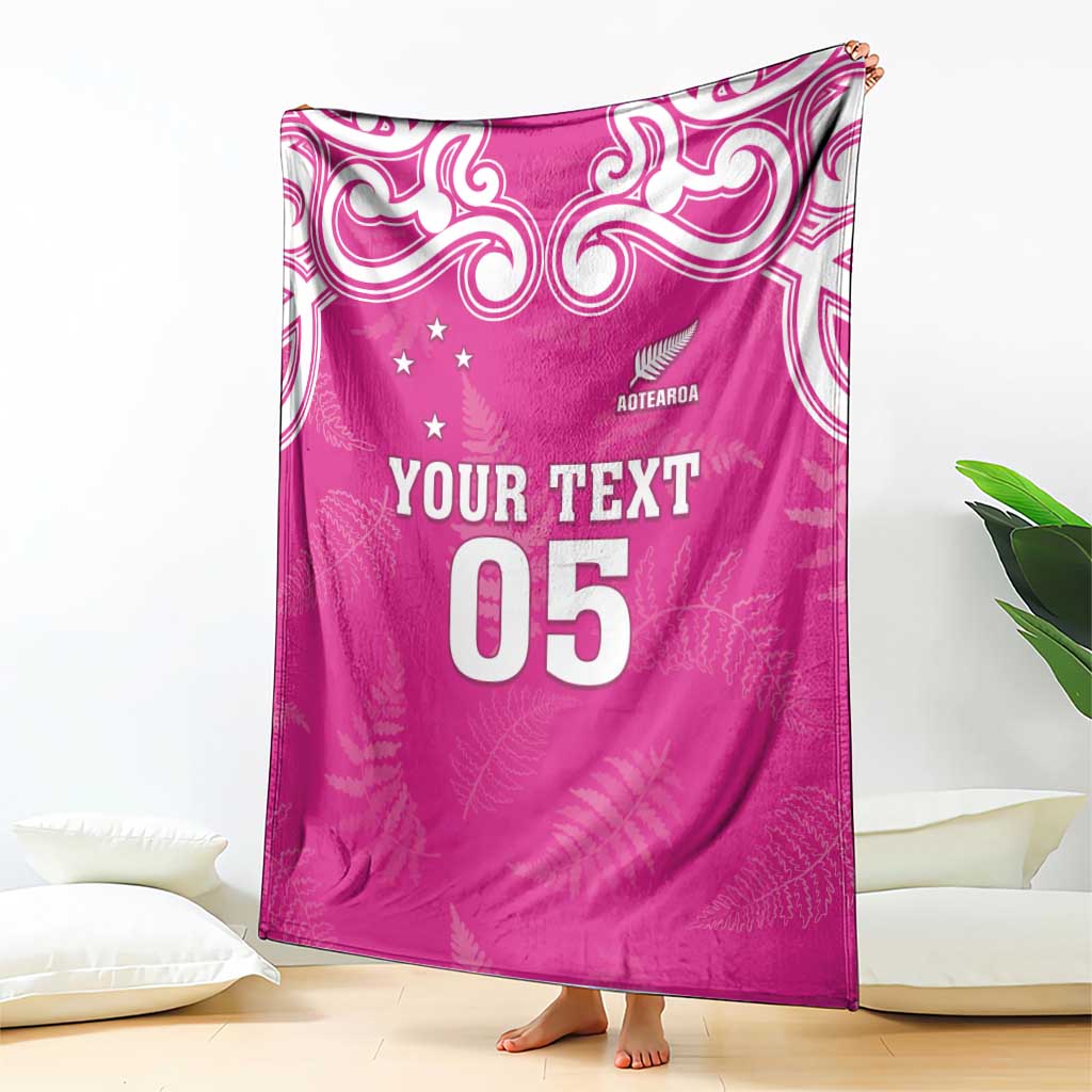 New Zealand Fern Women Rugby Custom Blanket Pink Maori Pattern