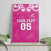 New Zealand Fern Women Rugby Custom Canvas Wall Art Pink Maori Pattern