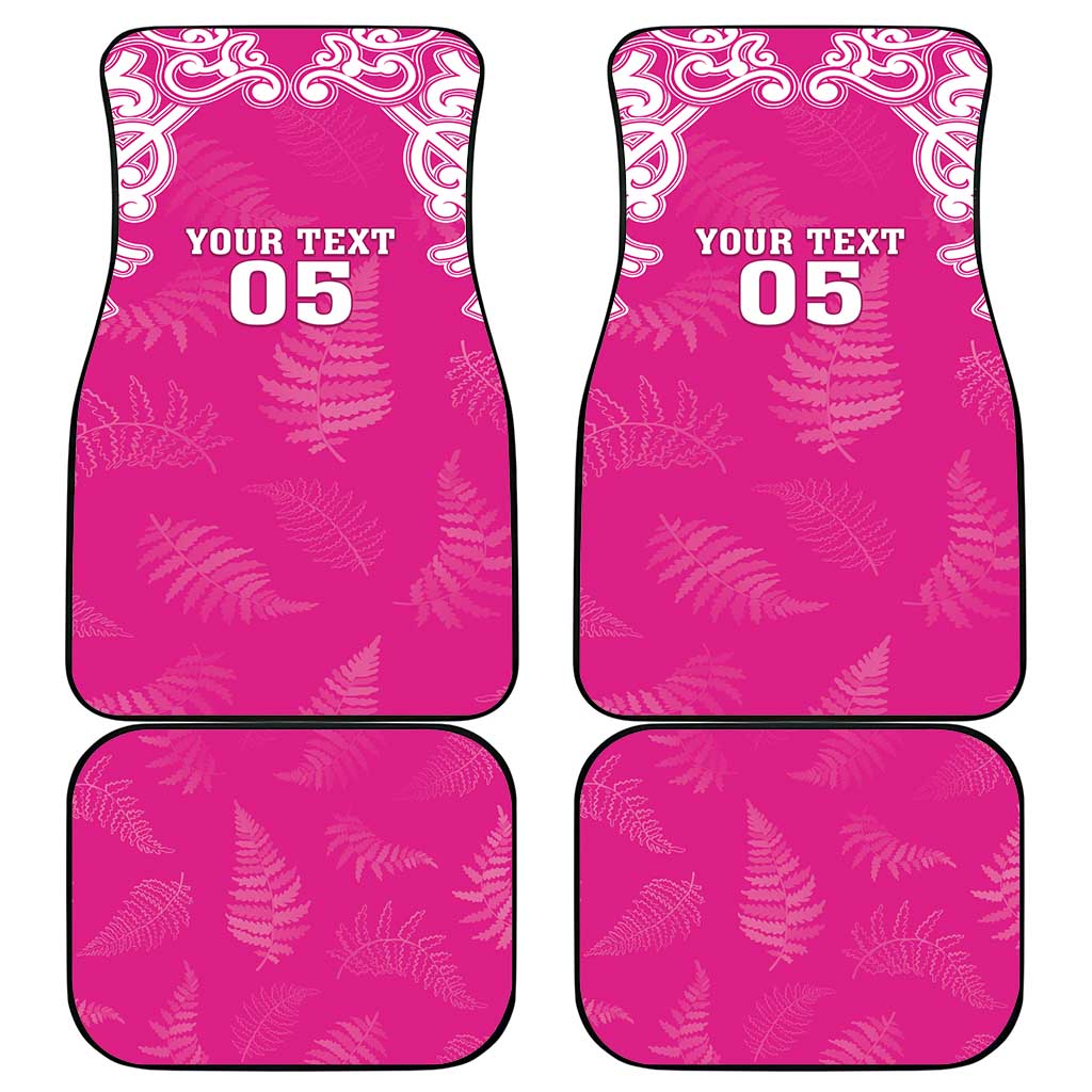 New Zealand Fern Women Rugby Custom Car Mats Pink Maori Pattern
