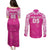 New Zealand Fern Women Rugby Custom Couples Matching Puletasi and Long Sleeve Button Shirt Pink Maori Pattern