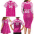 New Zealand Fern Women Rugby Custom Family Matching Long Sleeve Bodycon Dress and Hawaiian Shirt Pink Maori Pattern