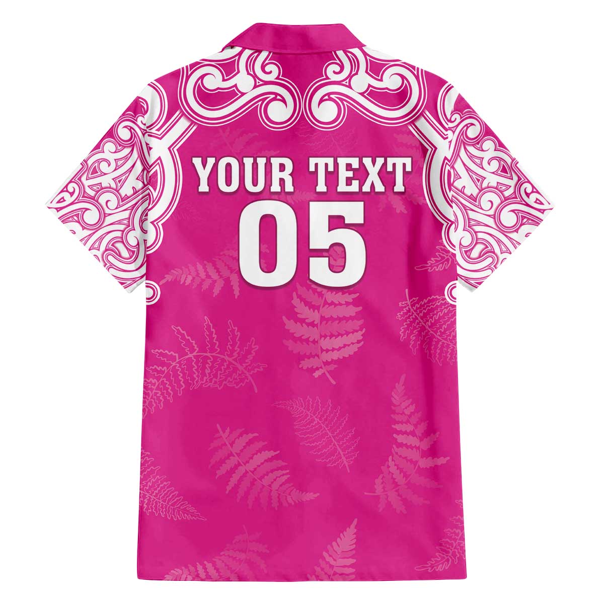 New Zealand Fern Women Rugby Custom Family Matching Off The Shoulder Long Sleeve Dress and Hawaiian Shirt Pink Maori Pattern