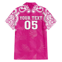 New Zealand Fern Women Rugby Custom Family Matching Tank Maxi Dress and Hawaiian Shirt Pink Maori Pattern