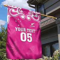 New Zealand Fern Women Rugby Custom Garden Flag Pink Maori Pattern