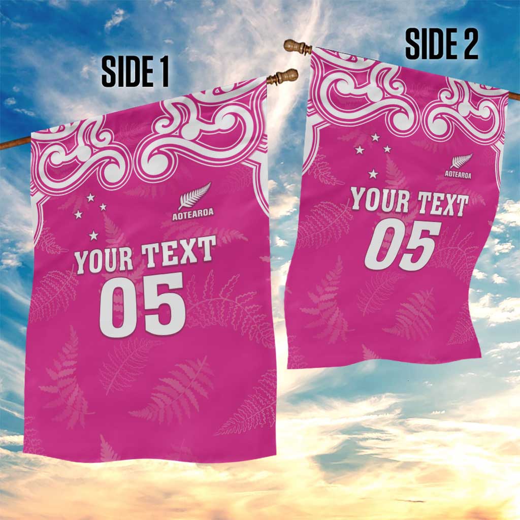 New Zealand Fern Women Rugby Custom Garden Flag Pink Maori Pattern