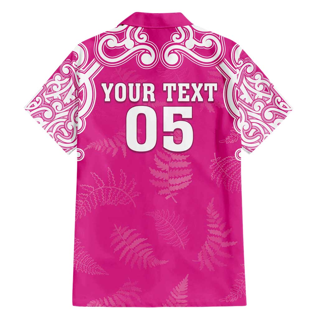 New Zealand Fern Women Rugby Custom Hawaiian Shirt Pink Maori Pattern