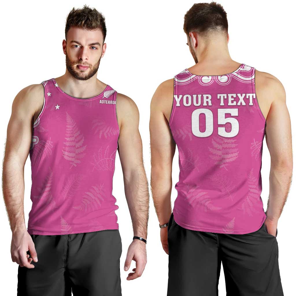 New Zealand Fern Women Rugby Custom Men Tank Top Pink Maori Pattern