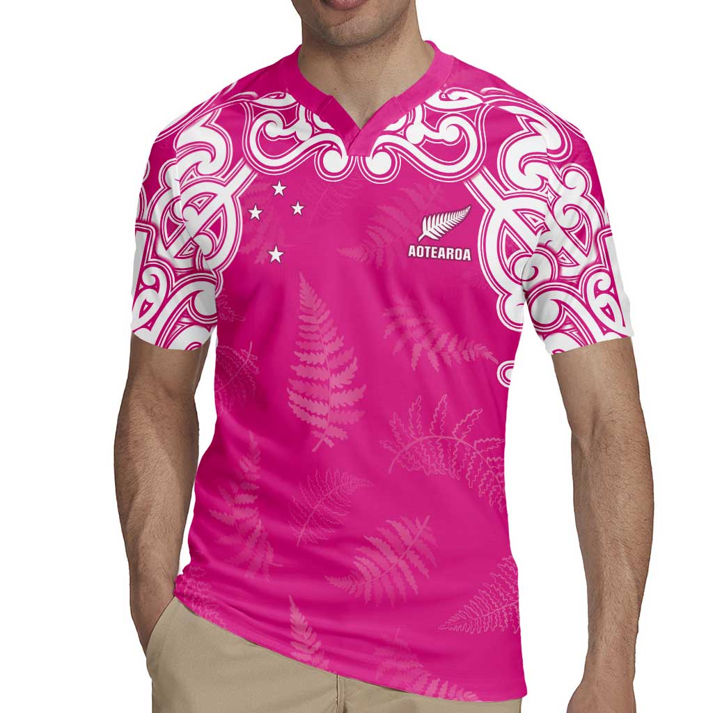 New Zealand Fern Women Rugby Custom Rugby Jersey Pink Maori Pattern